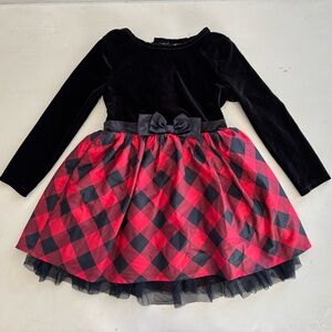 Cat & Jack Little girls’ Holiday Dress Long sleeve Buffalo check Size XS 4/5